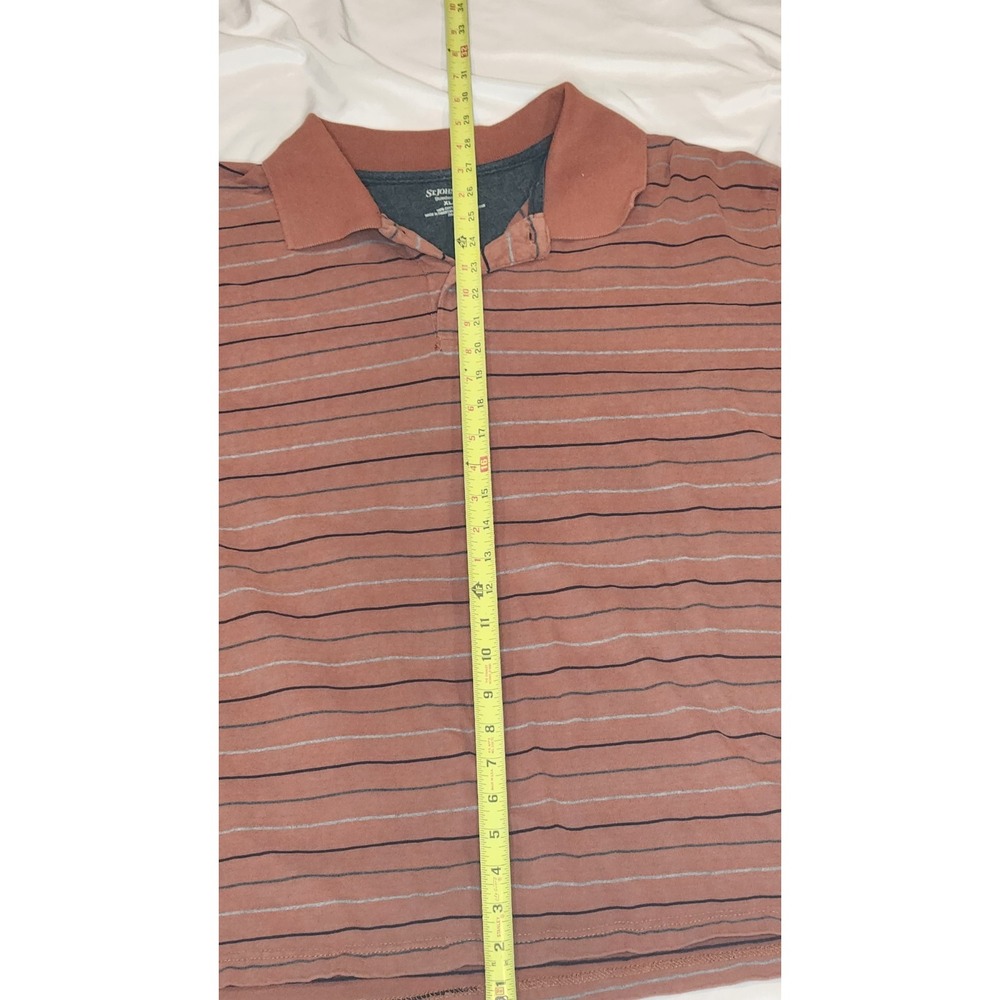 St. John's Bay Sueded Jersey Polo Shirt Men's XL Long Sleeve Striped Cotton - Picture 5 of 8